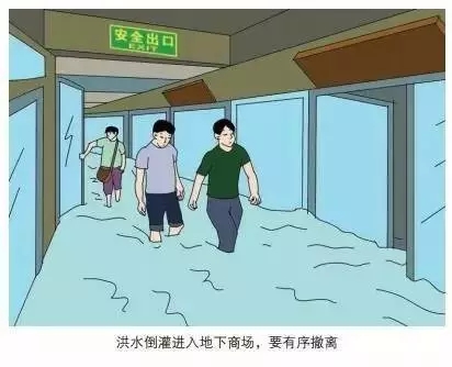 洪水倒灌進(jìn)地下商場(chǎng)，要有序撤離